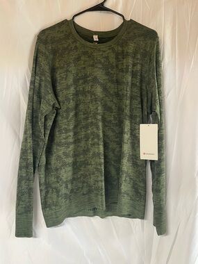 lululemon olive green heathered long sleeve top